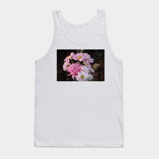 Pink Flowers, Brown Background Tank Top